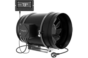 Brogachy 200mm intelligente Ventola Aspirazione 1413m³/h,Con Programmazione di Temperatura e Umidità,Trifase EC Motore,Estrattore Aria 3000 RPM,Per Ventilazione e Ventola di scarico,Tende coltivate.
