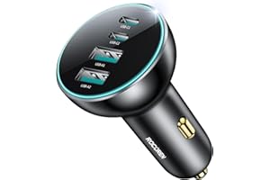 Rocoren 70W Ładowarka Samochodowa USB C, 4 Portami PD 35W & QC3.0 Zgodny iPhone 15/14/13/12, iPad Pro, Samsung S24/S23, Google Pixel 8