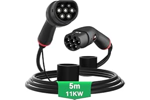 MCEVKELN Cable de Carga Coche Electrico Tipo 2 |16A 11KW | Trifásica |5 Metros |Tipo 2 a Tipo 2 | Cargador EV Cable de Carga IEC 62196-2 para Vehículos Eléctricos y Híbrido Plug-in, con Bolsa