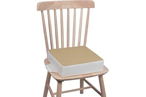 Kalawen Sitzerhöhung Stuhl Kind Kalawen 32 x 32 x 8 cm Sitzkissen Kinder für Baby PU Waschbar Tragbare Sitzerhöhung mit 2 Sicherheitsschnalle Gurte Kindersitzkissen, Khaki