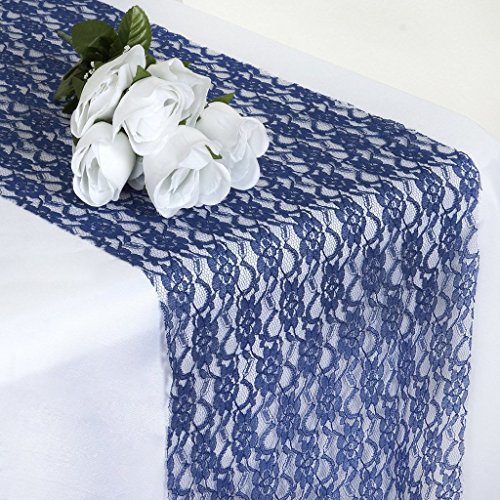 eds 10 Stück Hochzeit 30,5 x 274,3 cm Spitze Tischläufer für Hochzeit Bankett decorr Tischläufer Spitze, marineblau, 10