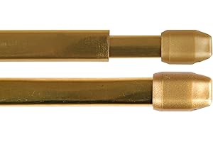 BESTGOODIES Gardinenstange Bistrostange (Messing Glanz) als 2er Pack - 2 Vitragestangen ausziehbar (80-120 cm)