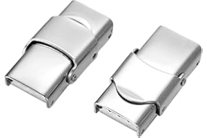 HOUSWEETY 5 Fermoir Dentelure en Acier Inoxydable Verrouillage Mecanisme pour Corde Cuir Plat Collier Bracelet