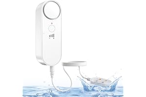 Daytech Water Leak Detector,Wireless Water Leak Sensor with 100dB IP67 Waterproof 4 Volume Levels ,Leak Alarm with 1m (78 Inch) Sensing Cable,Water Sensor for Kitchen Bathroom Basement Camping