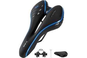OUXI Selle de vélo en gel confortable, douce et respirante, coussin de siège de vélo avec design ergonomique pour VTT, vélo d'appartement, vélo de route, homme et femme
