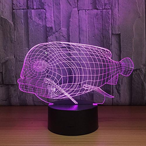 Leisurely Lazy Puffer Fish 3D Optical Illusion Lamp 7 Colors Change and 15 Keys Remote Control LED Night Light Perfect Gifts Toys for Children Kids