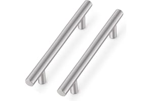 Probrico Kitchen Door Handles Brushed Nickel Stainless Steel Bathroom T Bar Handle Drawer Pulls Cupboard Knobs Cabinet Hardware (128mm/5 Hole Centers - 192mm7.5 Long) 20 Pack