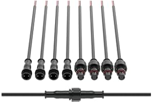 BTF-LIGHTING 2 Pin Waterproof Electrical Connector 22AWG IP65 Male Female Connector 7.87in/20cm Extension Cable for Truck Boat Indoor/Outdoor LED Strip Lights/String 15mm Nut Small Size 5 Pairs