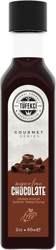 By Tüfekçi Şekersiz (Suger Free) Kahve Ve Kokteyl Şurupları Yeni Yüksek Aromalı Kalorisiz Formül 60ml (Çikolata)