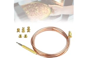 DIKEBAO 1500mm Universal Thermocouple Kits Gas Stove Thermocouple Thermocouple Flame Failure Safety Device BBQ Grill Fireplace Heating Thermocouple with 5 Nuts for Induction Cooker Heating Device
