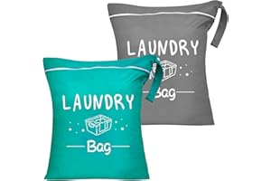HENGBIRD 2 Bolsas de Ropa Sucia para Viajes con Cremallera, Bolsa para Bañador Mojado con Asa, Bolsa para Lavadora, Aplicable para el Hogar y Viajes, 48x38 cm