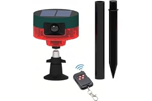 Lancoon solrörelsesensor avstötande larm 360° stark rörelsedetektor sjöjungfru LED blinkande ljus IP55 vattentät med fjärrkontroll registrering för gård hem ladugård