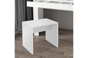 ECD Germany Taburete De Tocador Blanco 40x36x41 cm Madera Aspecto Noble Y Elegante Gran Comodidad De Asiento Robusto Versátil Taburete De Maquillaje Moderno Taburete De Asiento Banco De Maquillaje