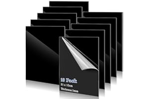 BOSCOW 10 Pezzi Fogli Acrilici Nero, 210 x 150 x 1 mm Pannello in Acrilico Nero Tavole di Plastica Acrilico Lastre Acriliche Pannello Acrilico per Cornice per Decorazione Domestica, Artigianato, Pittura