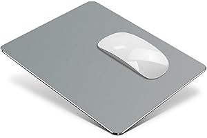 VAYDEER Tappetino per Mouse in Metallo Tappetino Mouse in Alluminio con Design a Doppia Faccia, Mouse Pad Rigido Impermeabile per Giochi e Ufficio(Medio, Grigio Medio.)