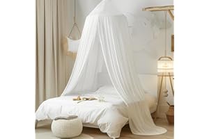 Vercico Kids Bed Canopy Round Dome 240cm Canopy for Princess Girls Mosquito Net for Children's Bedroom Nursery Room Decoration Baby Crib