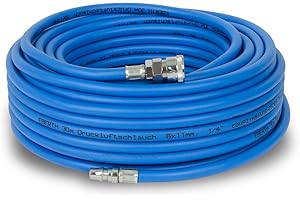 EBERTH Compressed air hose, fabric hose, air hose, length 30 m, compressor hose diameter 6 mm x 11 mm (inside x outside), 1/4" coupling, 20 bar, compressed air accessories with 1/4 inch connection