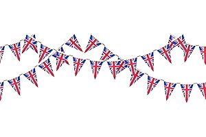 HYX 1/2/4/10 X 33ft Union Jack Bunting Banner with 20 Triangle Fabric Flags for Festival Party Decorations National Celebrations
