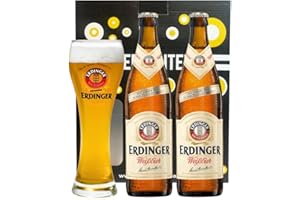 BEER HUNTER ERDINGER Weissbier German Wheat Beer Gift Set with Official ERDINGER Glass (2 Pack)