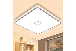 Deckenlampe Badezimmer LED Deckenleuchte 24W 2050LM 3000K Warmweiß Airand Bad Lampe Decke Wasserdicht IP44 Badlampe Modern Leuchte für Wohnzimmer Küche Balkon Flur Korridor Schlafzimmer Esszimmer Büro