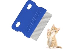SIMSKY Flohkamm für Hunde & Katzen, Profi Hundekämme Haustierkamm zum Entfernen Flöhe, Haustier Kamm Edelstahl Läusekamm,Haustier Tränenfleckentferner Kämme,Hund Katze Pflege Kamm (Blau)