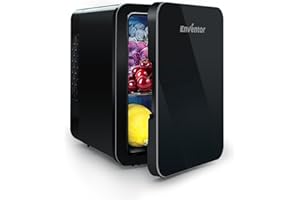 Enventor Mini Frigo 4 Litres, Petit Réfrigérateur Portable, 6 Canettes, Mini Réfrigérateurs Cosmétiques pour Cooler and Warmer, Petit Frigo pour Chambre/Voiture/Voyage/Boissons/Fruits, Noir