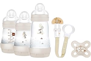 MAM, Set pour nouveau-né, set cadeau, comprend : 2 biberons anti-coliques de 160 ml, 1 biberon anti-colique de 260 ml, 1 tétine originale Start, 1 broche pour sucette, dès la naissance neutre