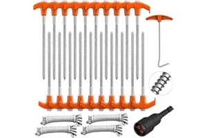 HORUSDY Tent Pegs Metal Heavy Duty: 26-Pack Tent Stakes with 4x396cm Rope & Stopper T Pull Hook, Ground Pegs for Camping, Gazebos, Hiking & Outdoor Use (26)