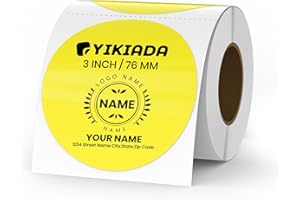YIKIADA Etiquetas térmicas de vinilo de 76 mm, autoadhesivas, para impresora, para logotipo, código de barras QR, inventario, 500 unidades