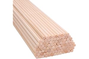 H&S Bastoncini in legno naturale non finito, 100 pezzi, 15 cm x 4 mm, per progetti artigianali e fai da te, tasselli in legno, aste per tasselli