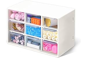 JETOHIX Small Storage Drawers Organiser, 18 * 11.7 * 9.7cm Mini Plastic Drawer Organizer with 9 Drawers, Makeup Storage Drawers, Craft Storage Drawers for Makeup Jewelry Office Craft Supplies