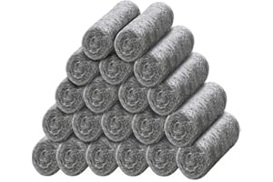 ARVO Steel Wire Wool Pack of 20 – Grade 0 Steel for Mice Control, Cleaning & Polishing – Fine Wire Wool Mice Blocker for Small Gaps – 20 Small Rolls (Each 2.3 cm x 7 cm)