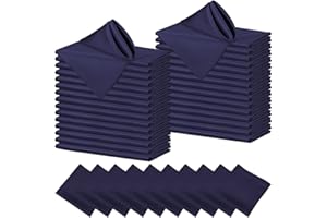 Cachpib Pack of 30 Damask Fabric Napkins, Navy Blue, 43 x 43 cm(17 x 17 inch), Napkins, Fabric Satin Table Napkins, Soft, Napkins, Folds for Table Decoration, Birthday, Party, Wedding Decoration