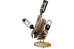 ‎KINAREE Kinaree Wurzelholz Flaschenständer M/XL/XXL - Wein Flaschenhalter aus Teak Holz - Rustikale Dekoration in modernem Design (M)
