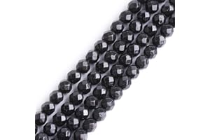 GEM-INSIDE CREATE YOUR OWN FASHION GEM-Inside AAA Grade Genuine 4mm Natural Black Tourmaline Gemstone Quartz Faceted Round Tiny Small Spacer Beads for Jewelry Making Bracelet Earrings Charms Full Strand
