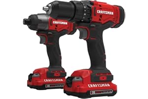 CRAFTSMAN V20 MAX Cordless Drill and Impact Driver, Power Tool Combo Kit with 2 Batteries and Charger (CMCK200C2AM)