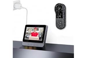 Winnes Drahtlose Türklingel mit Kamera,Video Türklingel Kabellos, Zwei-Wege-Audio, 4,3 IPS Display 1080P,170°Weitwinkelkamera,Nachtsicht, Ohne ABO & WiFi, 2.4GHZ Videodoorbell schützt Ihr Zuhause
