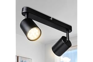 ‎SMANU Smanu Deckenstrahler 2 Flammig Schwenkbar,Deckenleuchte GU10 Deckenlampe Wandstrahler Drehbar,Schwarz Spotlight Lampe Deckenspots für Wohnzimmer Schlafzimmer Küchen (Ohne Leuchtmittel)