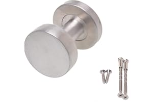 Aqbau® Türknopf Knauf auf Rundrosette Feststehend Knopfdrücker Türknauf Türknöpfe Haustür-Knopf aus rostfreiem Edelstahl für Außen- & Innenbereich Türbeschlag Silber