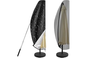 CORPOWER Funda Sombrilla Exterior Impermeable, 265x40/70/50CM Funda Parasol Jardin Impermeable, Adecuado para Sombrillas Ø 2-4m,Tela Oxford 420D, Anti Viento,Anti UV Funda para Sombrilla Playa Exterior,Negro
