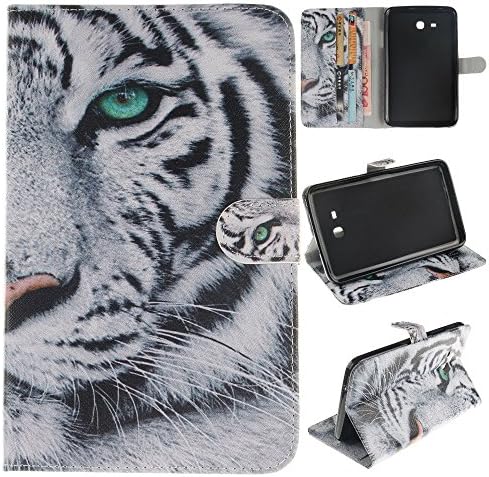 Skytar Samsung Galaxy Tab 3 Lite 7-inch Case Cover , PU Leather Wallet Case Flip Cover for Samsung Galaxy Tab 3 Lite 7.0 Inch (SM-T110 / T111 / T113 /T116) [with Stand Function &amp; Magnet Closure],*White tiger