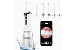 SOYAA Munddusche Kabellos mit Kamera 1080P HD, Elektrischer Zahnreiniger 2 Modi & 5 Düsen, Wiederaufladbare Wasser Flosser IPX7 Wasserdicht, Tragbare Munddusche Testsieger für Reinigung Reisen nach Hause