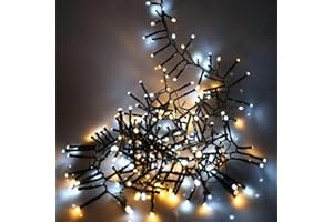 SHATCHI 1920 Christmas Tree Cluster Lights Multifunction 8 Light Modes, Timer Green Cable Indoor/Outdoor Low Voltage Holiday Home Decorations, Warm and Cool White