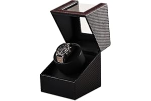 BeautySay ABC Watch Winder, Automatic Watch Winder Box for 1 Watches, Self Winding Carbon Fiber Watches Shaker with Quiet Motor for Mechanical Wristwatch, Battery Powered or AC Adapter