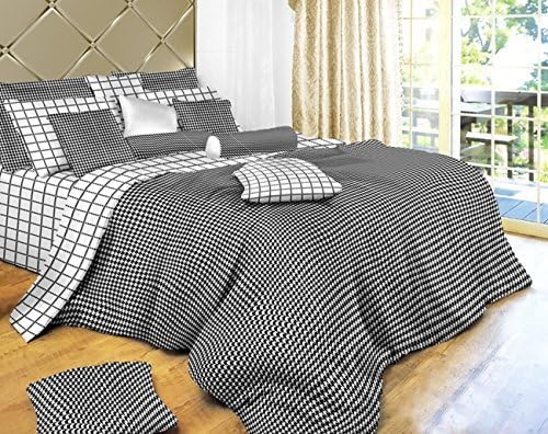 Dolce Mela DM497Q 6-Piece Bedding Duvet Cover Set, Queen, Check, Black and White by Dolce Mela