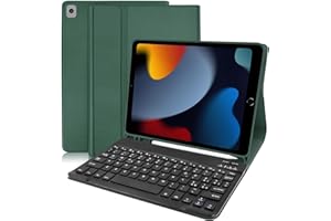 COEZFE ipad 9 generazione tastiera, Custodia con Tastiera per iPad 10.2, Custodia Tastiera per iPad 9a Gen / 8a / 7a /iPad Pro 10.5/ iPad Air 3, custodia ipad 10.2 con tastiera [Layout Italiano], Verde scuro