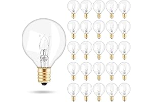 Weskjer Lampadine di Ricambio, Lampadine Globo G40 da 7 Watt Supporto per Presa di Base E12 Resistenza Allacqua IP44 Bianco Caldo per Luci a Corda Decorazione per Feste a Casa, 25 Pack