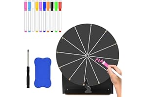 Zithgen Roue de la Fortune 35cm en Bois & Acrylique | À Personnaliser avec 10 Marqueurs & Gomme | Kit Complet avec Support Démontable | pour Fête, École, Entreprise | Jeux de Loterie & Animations