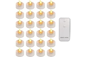 MI CASA LED Flameless Candles, Pack of 24 Realistic and Bright Flickering Battery Operated LED Votive Tea Light Candles with Remote Controlled for Christmas Wedding Festival Celebration, Warm White