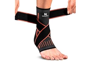 NativoDex Stabilizacja i zapobieganie skręceniom, wsparcie i kompresja przy kontuzjach kostki, sport z regulowanym rzepem (pomarańczowy, S)